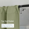 thumbnail image 2 of OVZME Sage Green Small Window Curtains for Bedroom 54 inch Long, 2 Panels Set, Solid Thermal Insulated Energy Saving Blackout Curtains, W40 x L54 inch, Sage Green, 2 of 8
