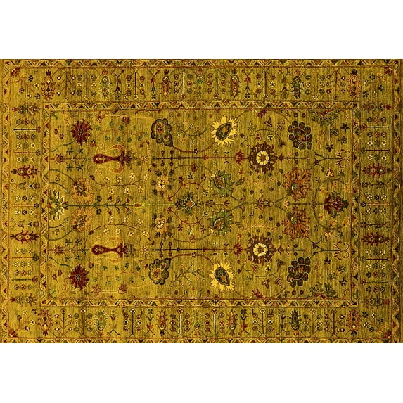Ahgly Company Indoor Rectangle Oriental Yellow Industrial Area Rugs, 5' x 7'