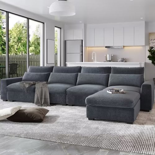Sense of guilt The guests behave Sectional Sofa Couch, Modern Large L-Shape Feather Filled Sofa Couch with  Reversible Chaise,Convertible Sofa Couch Upholstered Leisure Sofa for  Living Room, Dark Gray - Walmart.com