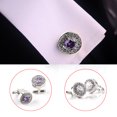 thumbnail image 2 of 1 Paire de Boutons de Manchette Classiques en Alliage avec Strass Boutons de Manchette Ronds, 2 of 9