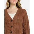 thumbnail image 6 of Time and Tru Women's Cable Knit Cardigan Sweater with Long Sleeves, Lightweight, Sizes XS-XXXL, 6 of 7