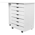 thumbnail image 3 of Jela Original Drop Leaf Roll Cart with Desk, Sold Wood, 7 Drawer Extra Wide Drawers Roll Carts (White), 3 of 4