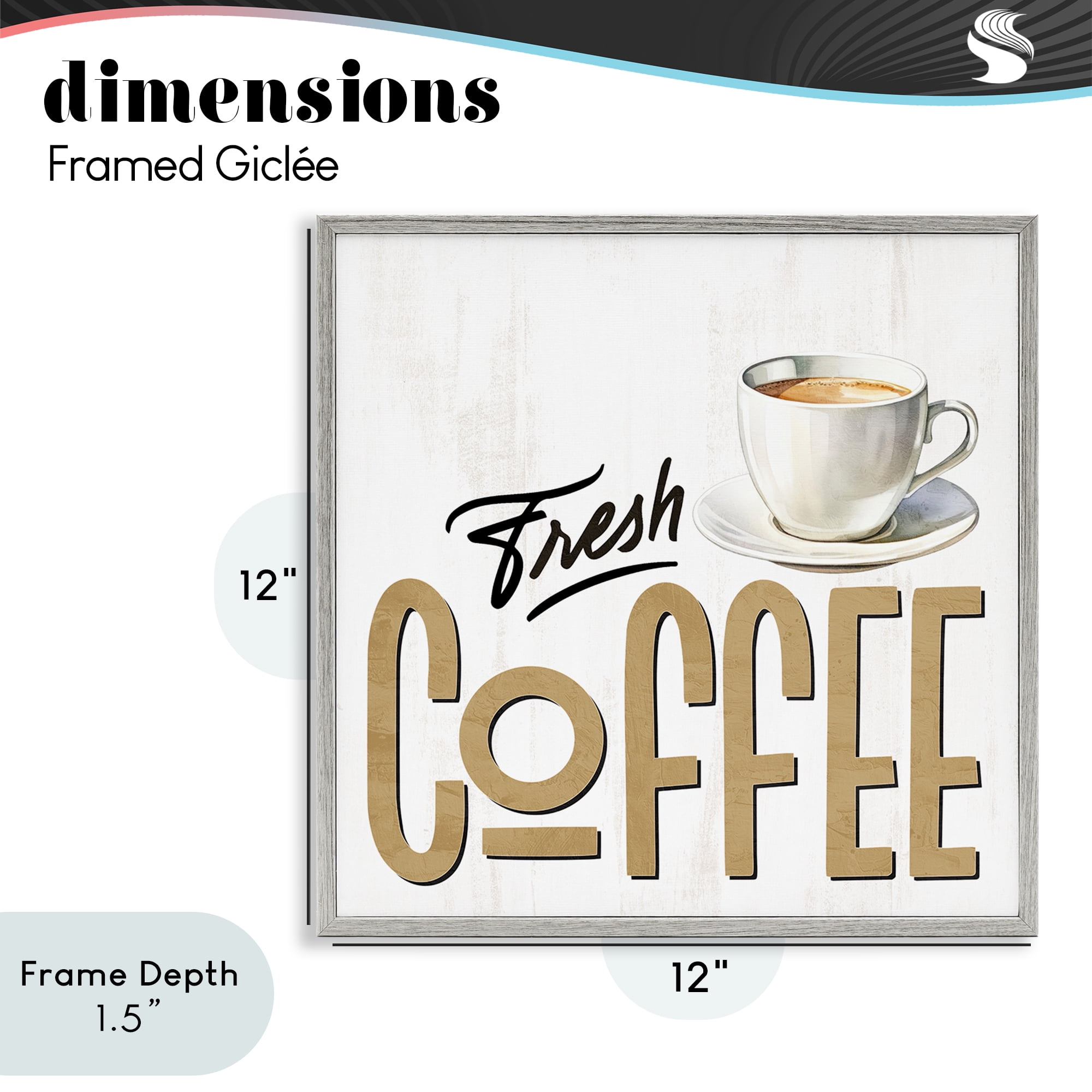 Stupell Industries Fresh Hot Coffee Gray Framed Giclee Art, design by Kim Allen