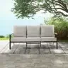 EVERITE Patio Rattan Sofa, Outdoor 3-Person, Iron Frame Removable Cushions Outdoor Conversation Furniture for Backyard