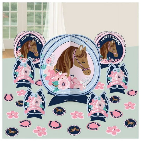 Saddle Up Cowgirl Horses Animal Birthday Party Centerpiece Table Decorating Kit
