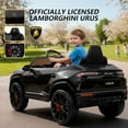 thumbnail image 3 of Rock Wheels Licensed Lamborghini Urus Ride On Truck Car Toy, 12V Battery Powered Electric 4 Wheels Kids Toys w/ Parent Remote Control, Foot Pedal, Music, Aux, LED Headlights, 2 Speeds (Black), 3 of 9