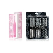 Sexy, Kinky Gift Set Bundle of Clitillation! Pearl Point Clitoral Stimulator and Icon Brands Crystalline TPR Cock Sleeves, 6 Pack, Clear