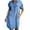 Blue, variant on TIMIFIS Women's summer Dress Fashion Short Sleeve Slim Solid Color Imitation Denim Dresses In Many Occasions for Shopping, Work, leisure and Entertainmentisure
