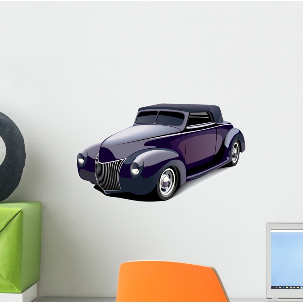 Classic Purple Muscle Car Wall Decal Sticker, Wallmonkeys Peel & Stick Vinyl Graphic (12 in W x