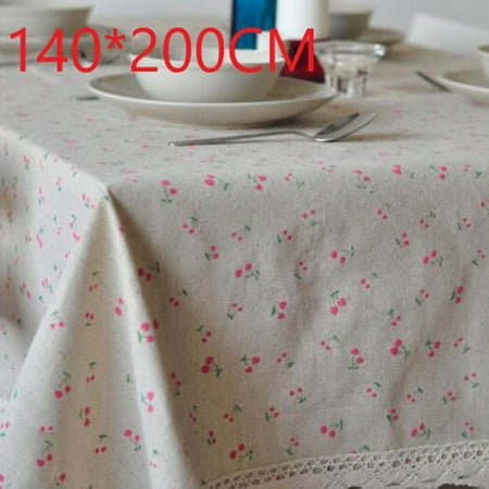 

Square Tablecloth Table Cover Flower Pattern Dining Table Cloth W/Lace