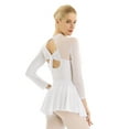 thumbnail image 3 of MSemis Woman Adult Figure Ice Staking Dress Skirt Mesh Long Sleeve Cutout Ballet Leotard, 3 of 5