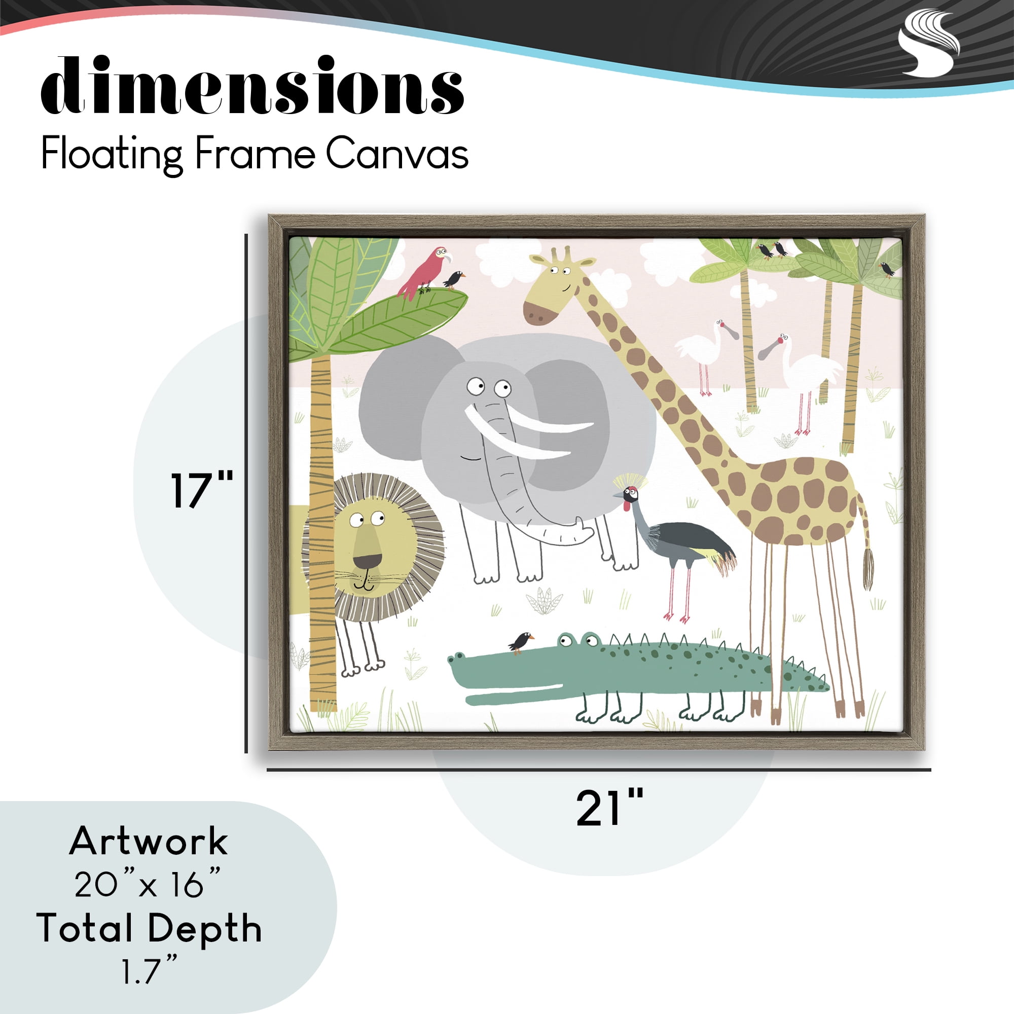 Stupell Industries Safari Animals Out and About Brown Framed Floater Canvas Wall Art, design by Carla Daly
