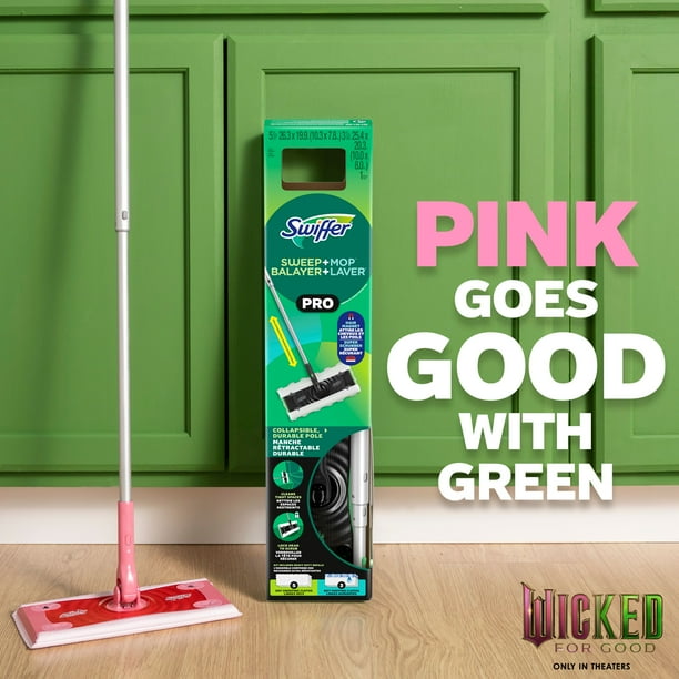 Swiffer Sweep and Mop Pro, Wicked Limited Edition Pink, 2-in-1 Swiffer Sweep and Mop Pro, Wicked Limited Edition Pink, 2-in-1