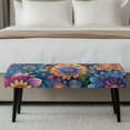 thumbnail image 5 of XYZCANDO Easy Install Rectangular Long Bench Protector, Vibrant Floral Print Polyester Spandex Washable Bench Covers for Dining Room Living Room, 5 of 9