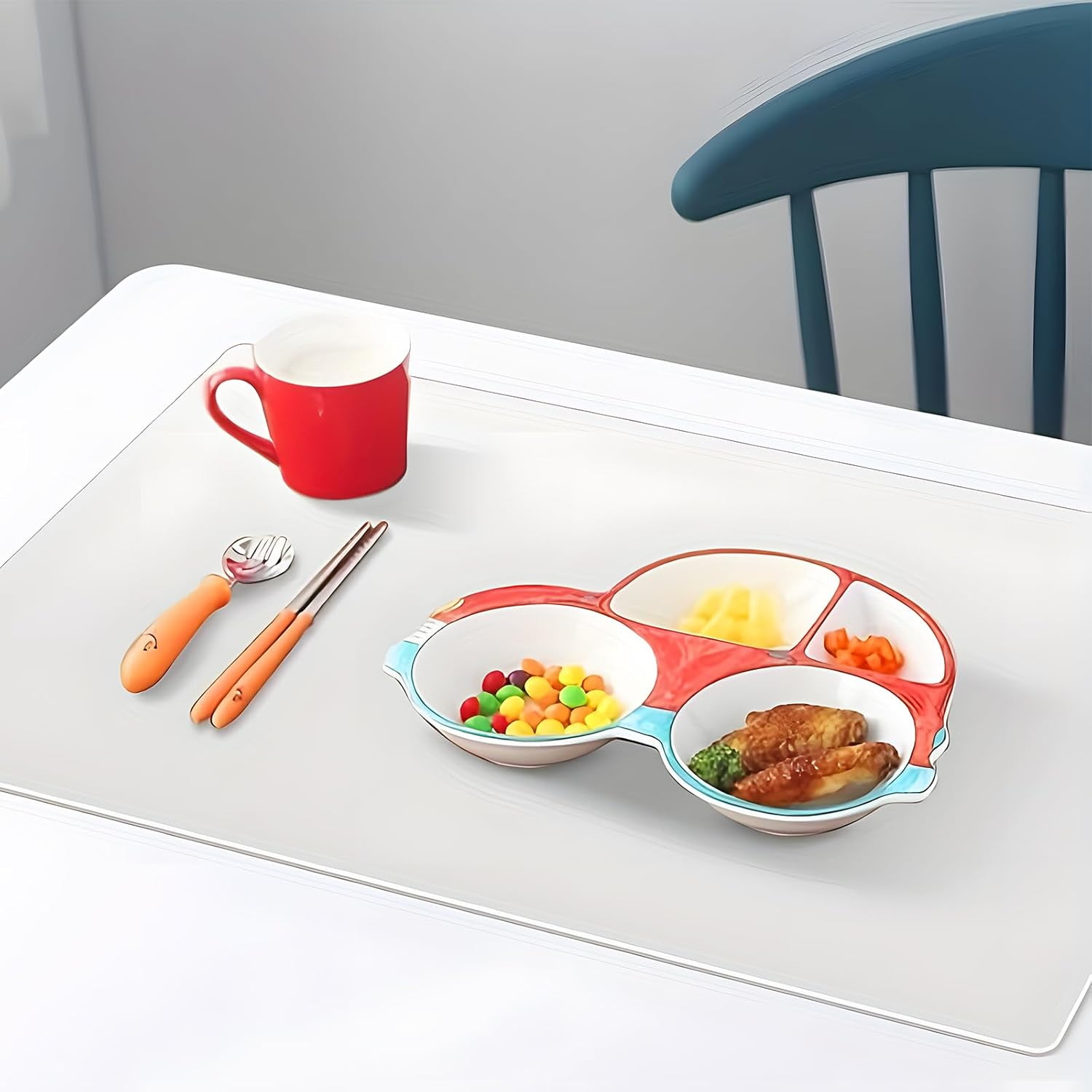 GIXUSIL 2 Pack Silicone Mats for Kitchen Counter, 23.62" x 15.75"x 1.5mm Thick Large Silicone Mat, Nonskid Heat Resistant Countertop Protector, Easy to Clean, White Translucent