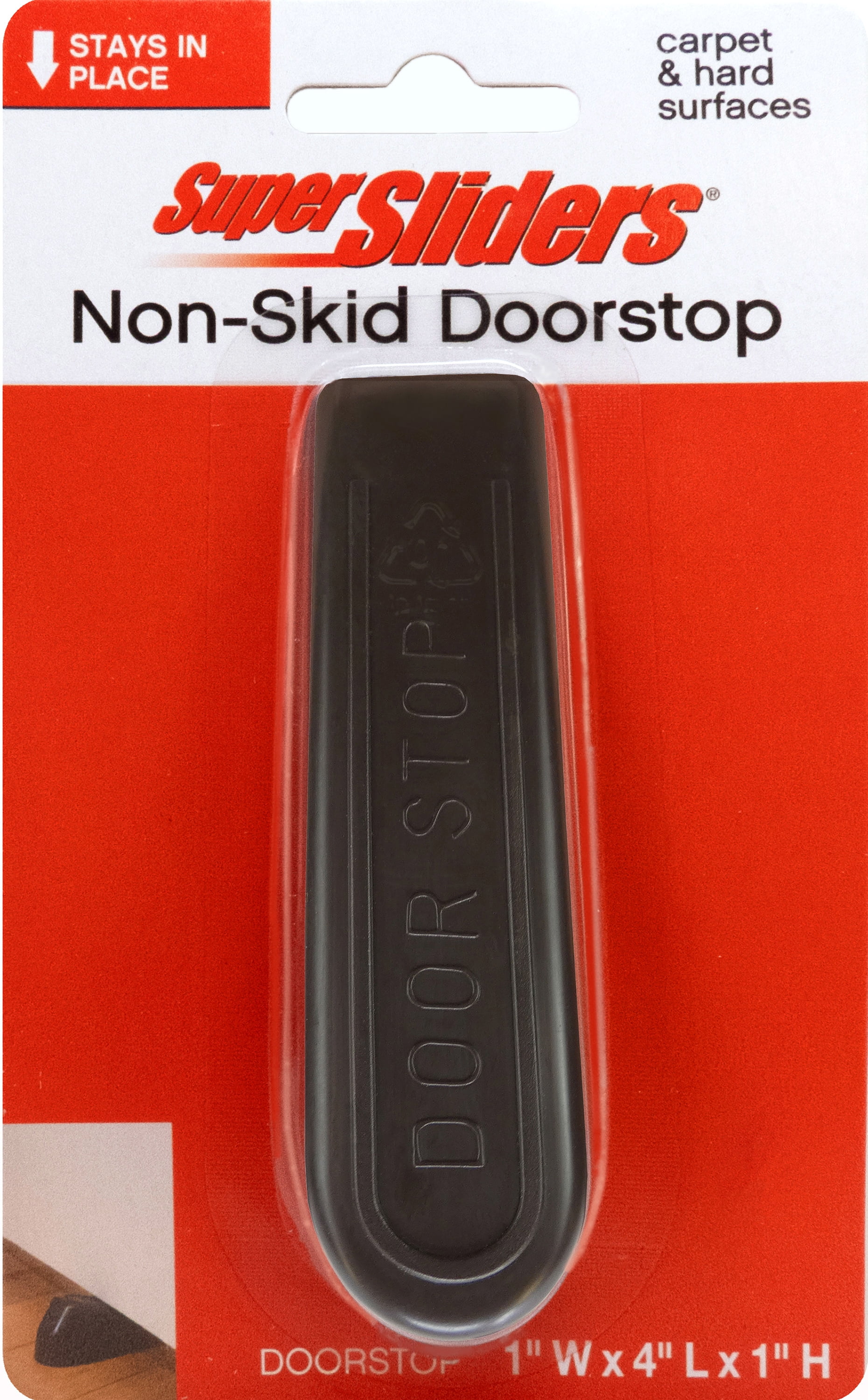 Super Sliders Non-Skid Door Stop, Durable Rubber Wedge Design for textured surfaces and carpet - Grip and Door Control – 1-Pack, Brown