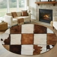 thumbnail image 3 of 5ft Washable Round Rug, Denim Cow Non-Slip Circle Area Rug for Living Room Bedroom, Western Cowboy Indoor Floor Mat for Home Decor, 3 of 9