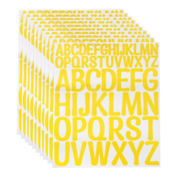 624 Pieces Vinyl Letter Stickers, 12 Sheets 2 Inch Yellow Artistic Font Self-Adhesive Cute Alphabet Stickers