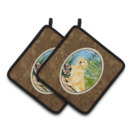 Carolines Treasures SS8758PTHD Golden Retriever Pair of Pot Holders, 7.5HX7.5W, multicolor