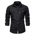 thumbnail image 1 of Camisa de manga larga para hombre con bolsillo y corte clásico lavado - Material duradero, diseño moderno, informal para todas las estaciones, tallas S-XXL, 1 of 6