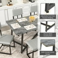 thumbnail image 6 of Dining Table Set for 6, 6 Piece Dining Set with Chairs and Bench, UHOMEPRO Modern Kitchen Table Set with Metal Frame for Dining Room, Kitchen and Apartment, Gray, 6 of 15