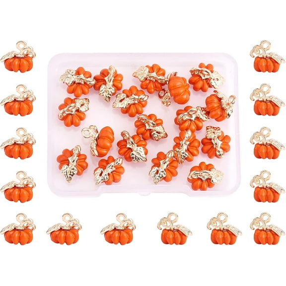 30Pcs Thanksgiving Pumpkin Charms Pendant Fall Theme Charm Colorful Pumpkin Charms for Jewelry Necklace Bracelet Earring Making Crafts Colorful 12x12mm Hole: 1.5mm
