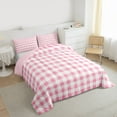 thumbnail image 3 of Feelyou Pink Plaid Full Size Comforter Sets, Stripes Lines Buffalo Bedding Sets, 3pcs, 3 of 8