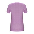 thumbnail image 5 of Fashion Olyvenn Womens Plus Size Tops Summer Dressy Hollow Out Boat Neck Short Sleeves Lightweight T-Shirt Color Blocked Patchwork Tee Purple M, 5 of 6