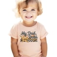 thumbnail image 3 of My Dad Rocks Shirt for Boys and Girls Rocker Father's Day Outfit for Toddlers and Kids Peach Shirt 12 Months, 3 of 5