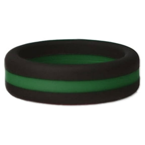 Lifebeats Unisex Black and Green Striped Silicone Ring Size 13