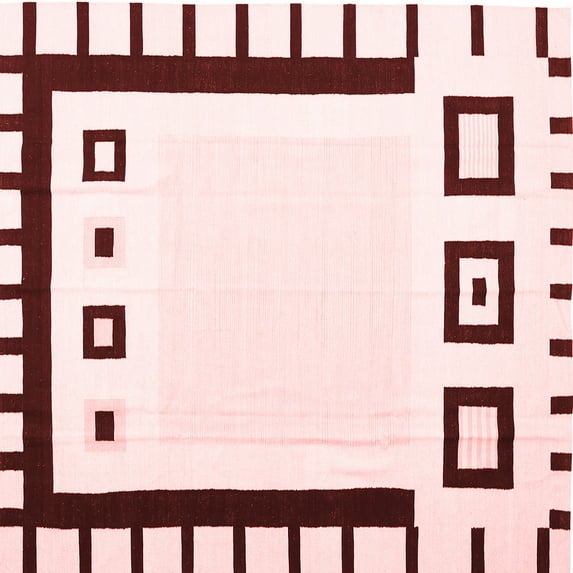 Ahgly Company Indoor Square Abstract Red Contemporary Area Rugs, 3' Square