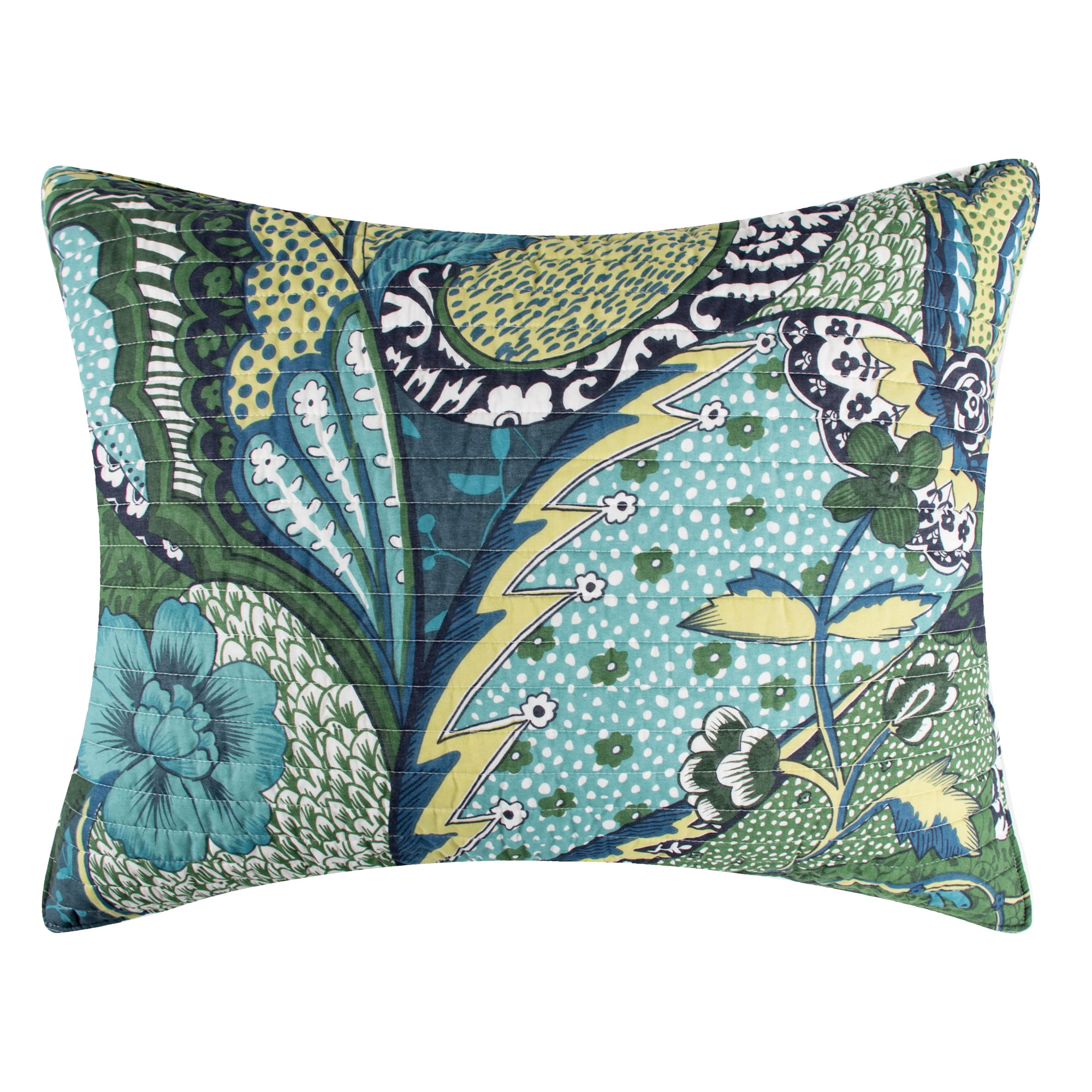 Levtex Home - Jules Quilt Set - Full/Queen Quilt + Two Standard Pillow Shams - Bohemian - Navy, Green, Blue, Teal - Quilt Size (88x92in.) and Pillow Sham Size (26x20in.) - Reversible - Cotton Fabric