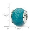 thumbnail image 2 of Sterling Silver Reflections Dark Blue Cracked Agate Stone Bead Charm - Measures 11.82x11.82mm Wide, 2 of 2