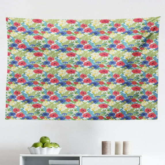 Leaves Tapestry, Tribal Aztec Backdrop with Sketched Spiky Palm Tree Leaves, Fabric Wall Hanging Decor for Bedroom Living Room Dorm, 2 Sizes, Yellow Green Jade Green, by Ambesonne