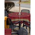 thumbnail image 5 of Outdoor Tablecloths with Umbrella Hole & Zipper, Red 60x60 Inch Square Tablecloths, Boho Vintage Ethnic Tribe Abstract Art Retro Waterproof Table Cloth, Patio/Pool/Picnic Table Covers, 5 of 8