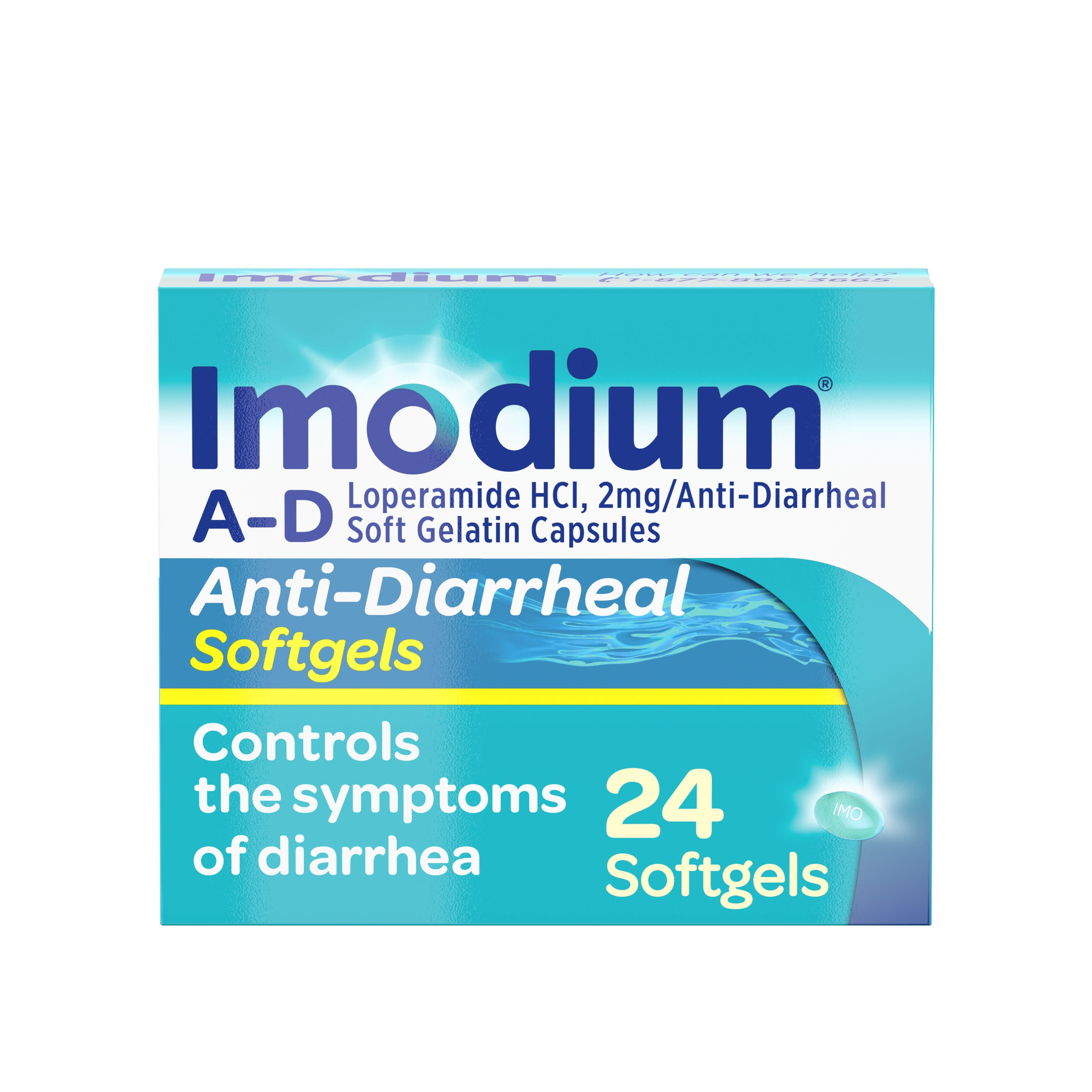 Imodium A-D Anti-Diarrheal Softgels, Loperamide Hydrochloride, 24 ct