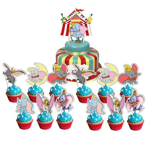 Dumbo Cake Topper Cupcake Set Party Supplies Decoration Birthday Decor Kit