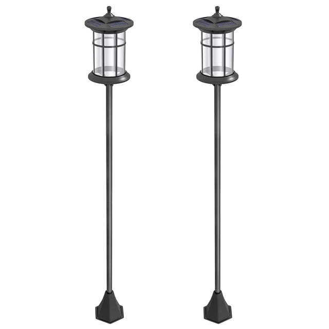 Black Solar Post Light - 72" Outdoor LED Lamp, IP44 Waterproof for Garden, Patio, Pathway - 2 Pack, Stainless Steel & ABS Construction