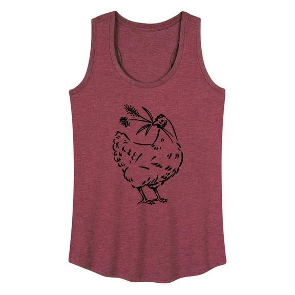 Instant Message - Country Casuals - Chicken w/ Flowers - Women's Racerback Tank Top