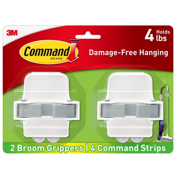 Command Broom Gripper, 3 Grippers, 6 Large Strips/Pack, Organize Wall Storage