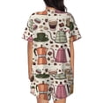 thumbnail image 3 of Picia Vintage Coffee Pajamas Sets for Women Soft Short-Sleeved Pjs with Lounge Shorts Two Piece Sleepwear-Small, 3 of 9