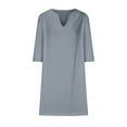 thumbnail image 4 of Kayannuo Dresses for Women V-Neck Long Sleeve Solid Short Ladies Summer Dress Sale Dress For Womens Casual Solid Color Dress V Neck Long Sleeve Dresses With Button, 4 of 6