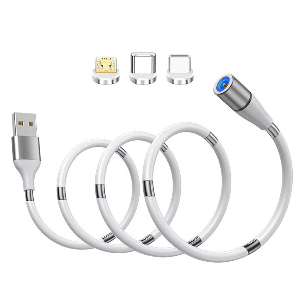Universal Magnetic Mini Charging Keychain 3 in 1Charging Cable Compatible for Mirco USB Type C Smartphone and iProduct Device 5V 2A Red