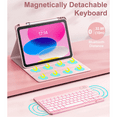 thumbnail image 2 of Dark Green Detachable Bluetooth Keyboard Case with 7-Color Backlight & Pen Holder - Compatible with iPad 9th/8th/7th Gen (10.2"), iPad Pro 10.5" (2017), iPad Air 3rd Gen - 3 Viewing Angles, PU, 2 of 7