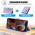 thumbnail image 5 of ELEHOLD Case for Moto G Power 5G 2024, Shockproof PU Leather Crossbody Wallet Stand Case with Credit Card Holder & Wrist Strap,Purple, 5 of 7
