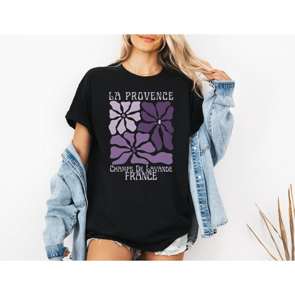 Floral French Lavender Market Aesthetic Midcentury Vibe T-Shirt, for men & women, up to size 5XL