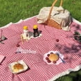 thumbnail image 5 of Gingham Picnic Blanket - Large Red Tartan Plaid Outdoor Mat for Beach, Camping, Lawn, Park | Waterproof & Portable, 5 of 8