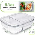 thumbnail image 2 of Recipientes de vidrio para preparación de comidas PrepNaturals de 1,1 L (paquete de 5), 2 of 7