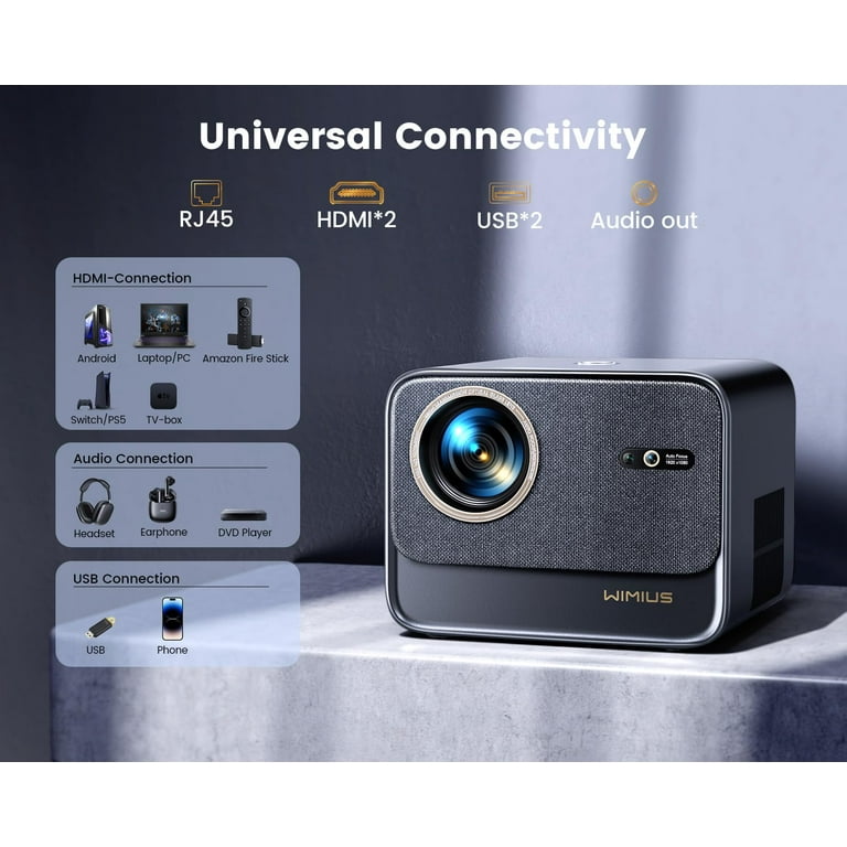 Smart 4K Wifi Bluetooth Projector, Wimius Native 1080P Smart 4K Wifi Bluetooth Projector, Wimius Native 1080P