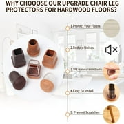 Ezprotekt 24 Pcs Silicone Chair Leg Floor Protectors with Wrapped Felt, Chair Leg Covers for Chairs(1 Square, Clear)